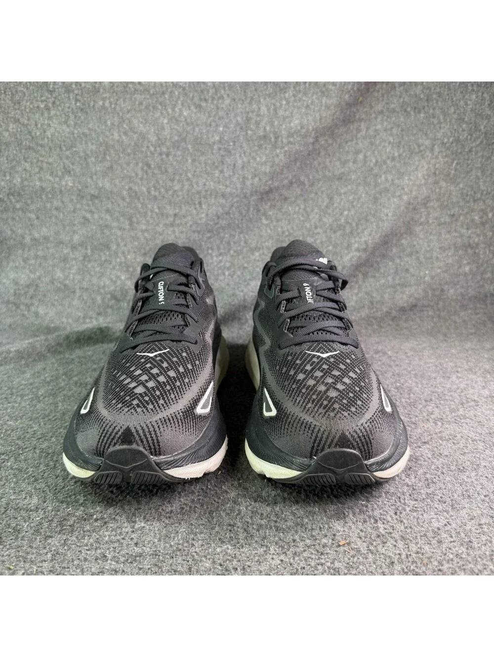 Hoka One One Clifton 9 Black White Shoes Mens Size 12 Running Sneakers 1127895